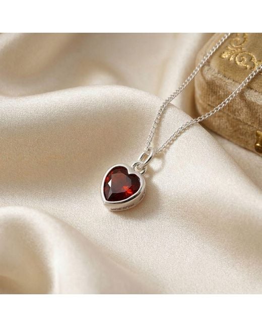 Harfi Pink Mini Heart Garnet January Birthstone Necklace