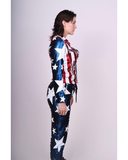 Any Old Iron Red Reversible Sequin Stars & Stripes Joggers