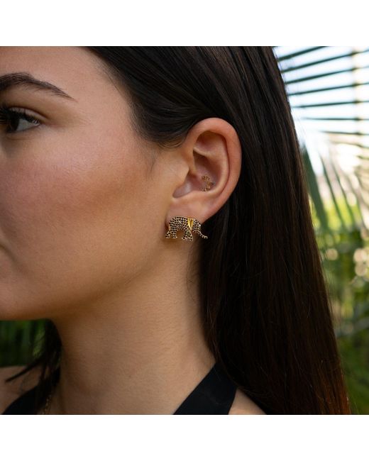 Ebru Jewelry Metallic Guardian Elephant Stud Earrings