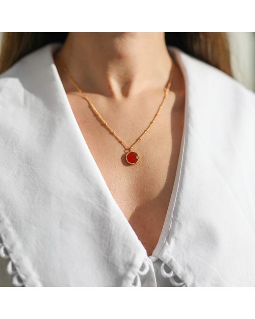Auree Jewellery Metallic Barcelona July Birthstone Necklace Carnelian