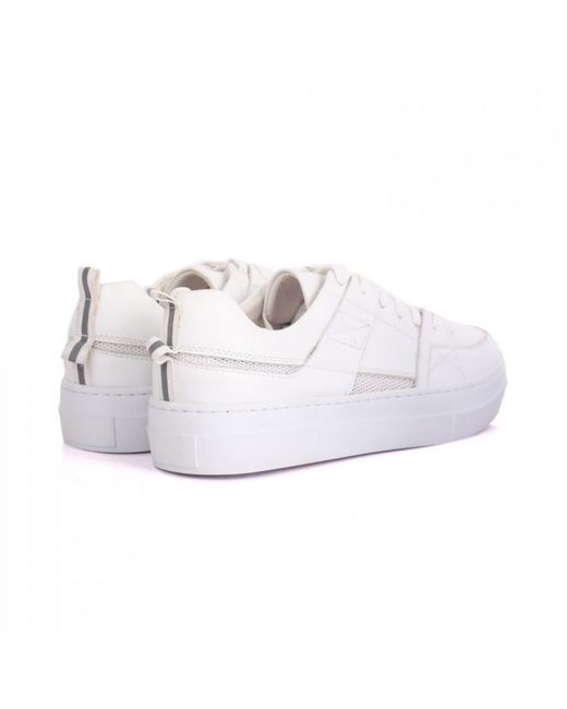DAVID WEJ White Leather Sneakers With Mesh for men