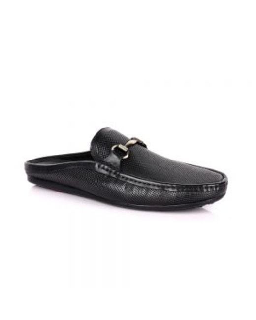 DAVID WEJ Black Soft Leather Slip On Loafers With Buckle – for men