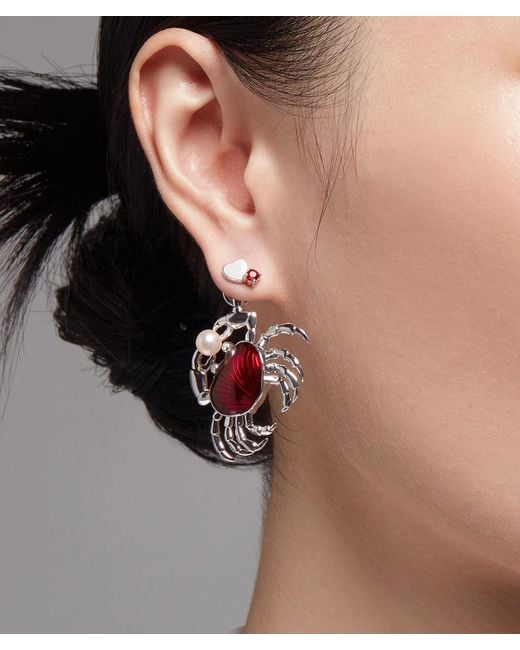 Onia Metallic Ruby Heart Studs