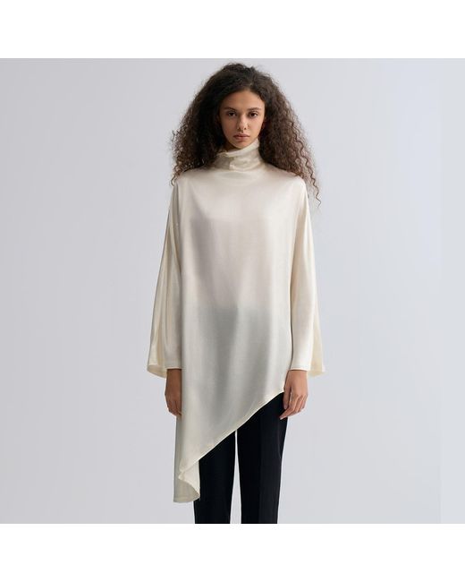 FRONT ROW SHOP White Asymmetric Slouch-Neck Blouse