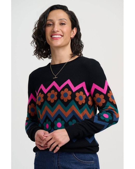 Sugarhill Black Rita Jumper Flower Chevron