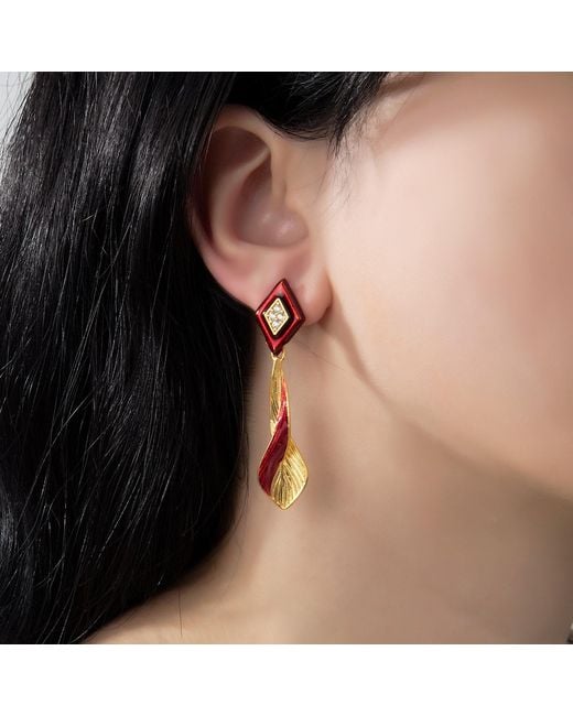Milou Jewelry Orange Infinity Drop Earrings With Zircon