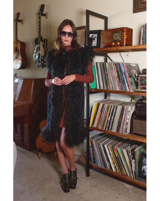 Jennafer Grace Black Zenobia Psyche Faux Fur Trim Vest