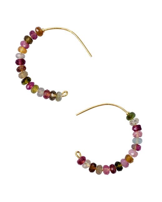 Bombyx House Multicolor Tourmaline Half Moon Earring Large Hoop