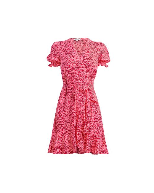 Rumour London Pink Myla Ruffled Wrap Dress With Short Sleeves