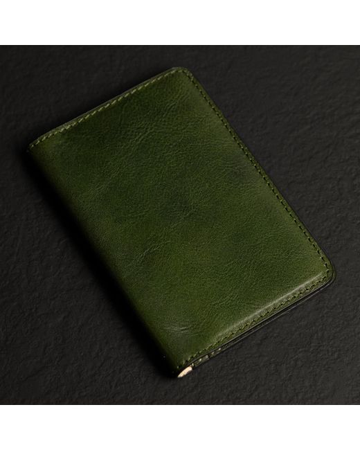 Time Resistance Green Small Leather Passport Holder For