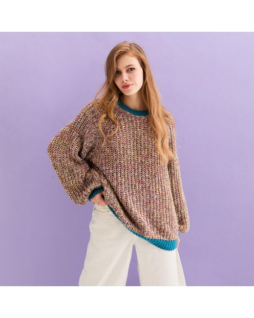 Cara & The Sky Green Debbie Recycled Cotton Blend Oversized Balloon Sleeve Jumper