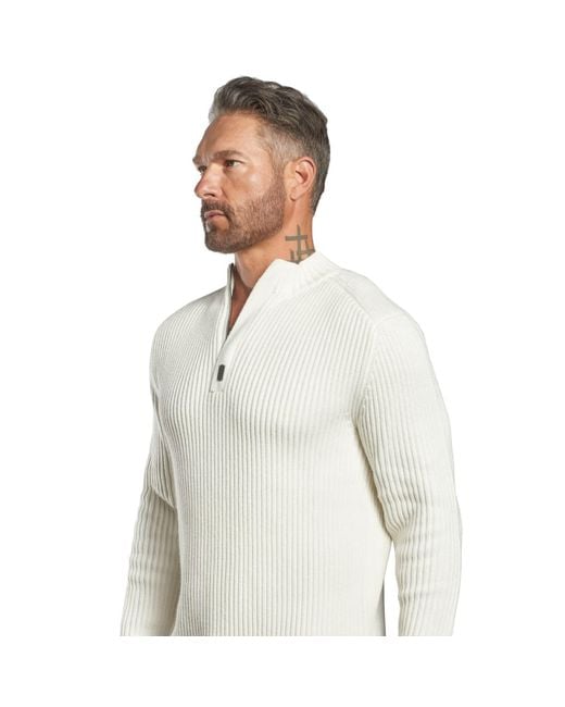 Weston Jon Boucher White Sentry Half Zip Cashmere Wool Slim Fit Sweater Heavyweight for men