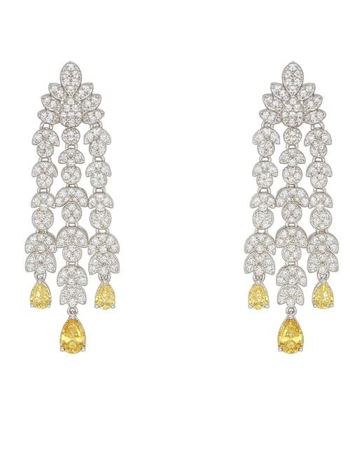 Michael Nash Jewelry White Mia Diamond And Canary Cacading Pierced Drops