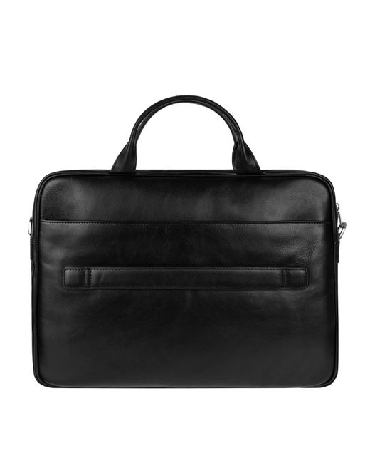 Time Resistance Black Leather Briefcase Laptop Bag for men