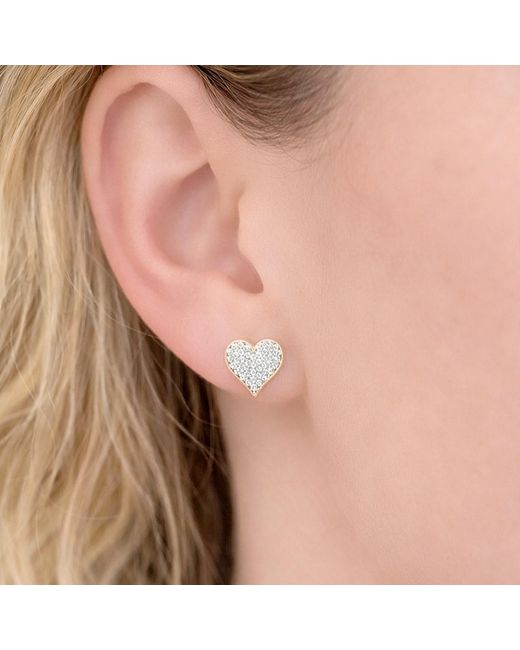 Ecce | Artisan Diamonds White Solid 14Ct Heart Diamond Pair Stud Earring
