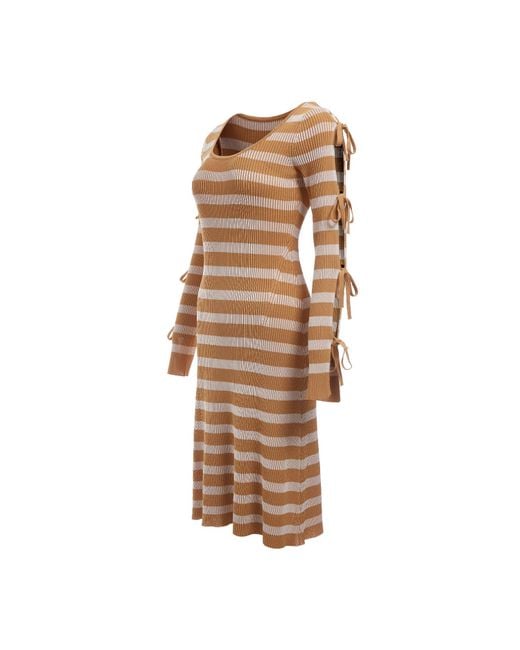 Fully Fashioning Brown Neutrals Alexandra Lacing Knit Dress
