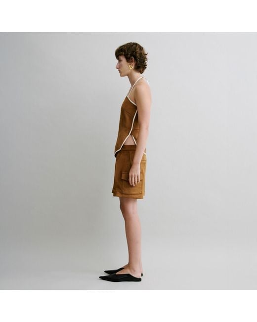 Luroq London Brown Faux Suede Halter Top Tan
