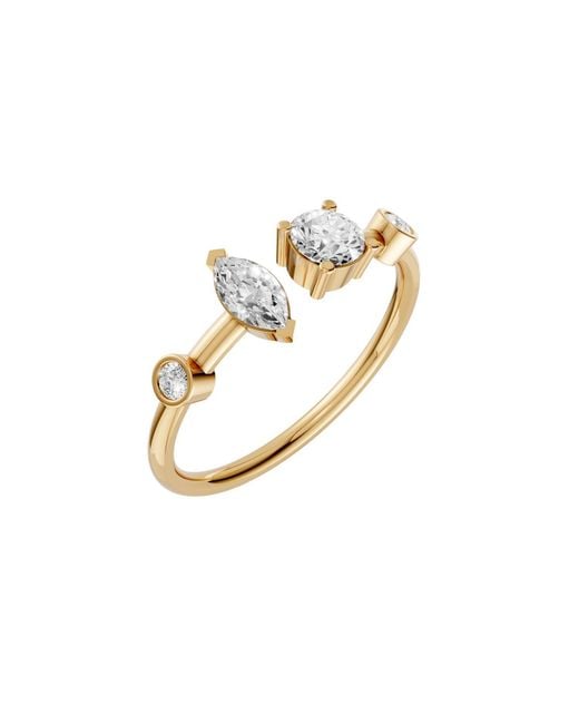 Aya Fine Jewelry Metallic Contemporary Open Round & Marquise Lab Diamond Ring