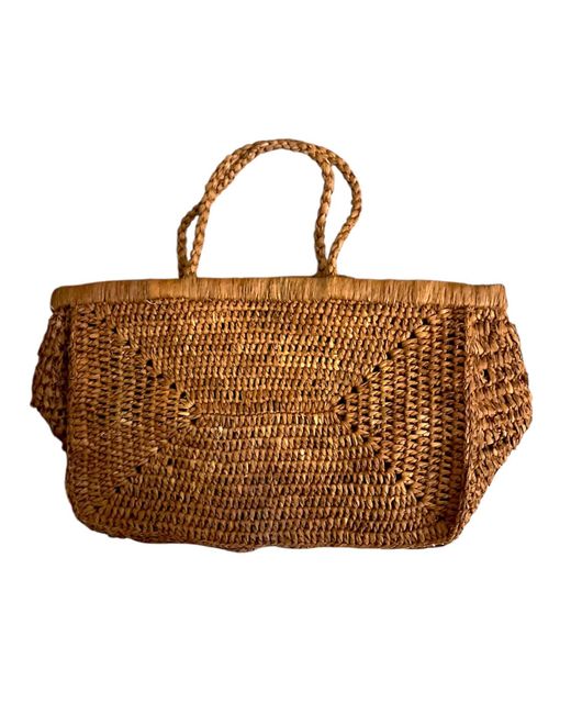 Zanatany Concepts Brown Clipa- Small Caramel Raffia Bag