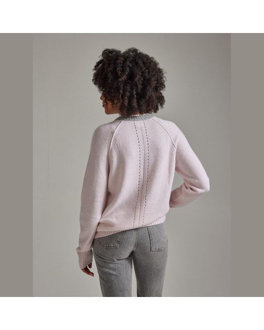 Salts Cashmere Pink Double Neck Trim Crew Neck Sweater