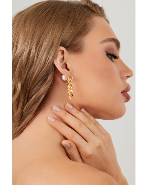 Classicharms Metallic Rhinestone Chain Earrings