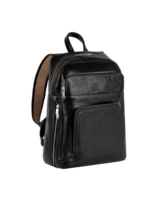 Time Resistance Black Large Leather Backpack for men