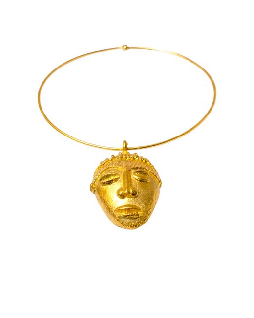 Oriaku Studio Yellow Kanu African Mask Necklace
