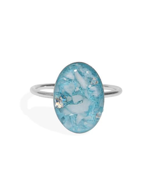 Kate Koel Blue Statement Larimar Oval Cocktail Ring