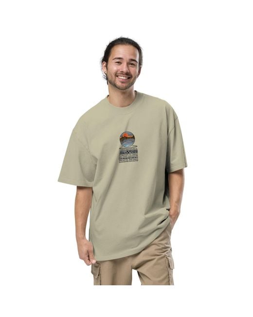 Anchor and Crew Natural Neutrals Faded Eucalyptus Panoramic Peaks Explore Co. Oversized Cotton T-Shirt for men