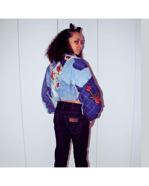 Couture to Your Door Blue Quilted Denim Avant Garde Bomber Jacket