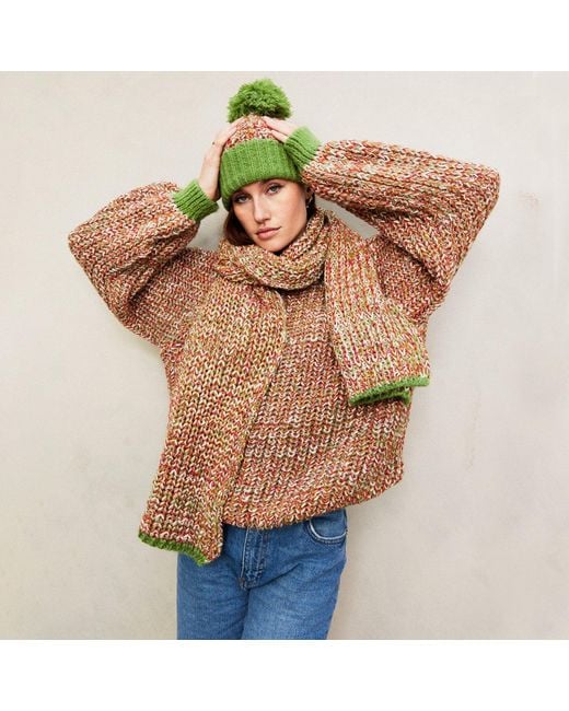 Cara & The Sky Red Debbie Twist High Neck Jumper