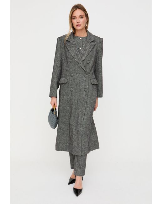 Lily and Lionel Gray Jakki Tailored Herringbone Coat