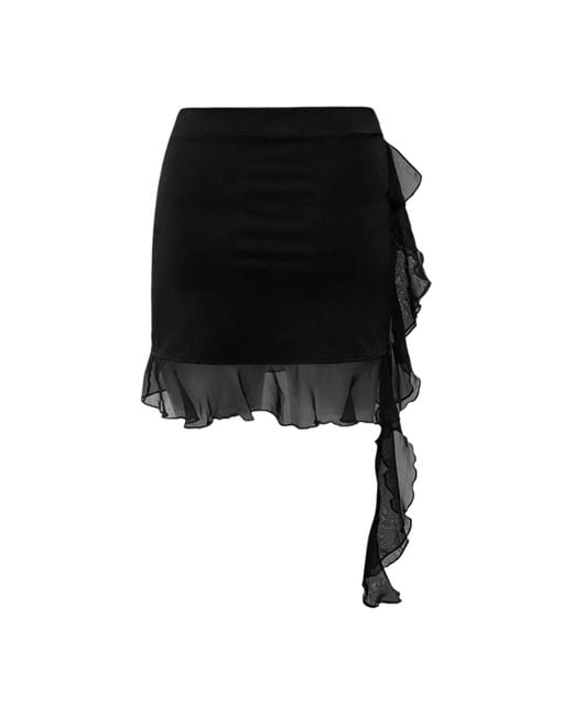 OW Collection Black Harper Asymmetric Mini Skirt