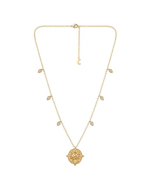 Aurozia Metallic Lotus Within Vermeil Detachable Double Layer Lotus Drop Coin Necklace