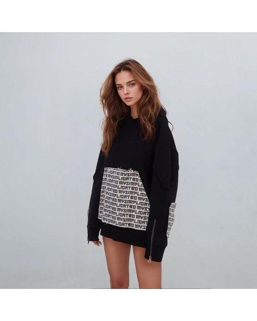 mysimplicated Black Oversized Cotton Hoodie