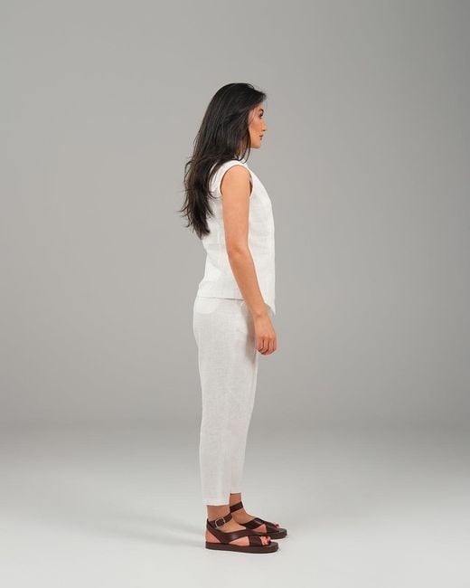 Lumina Eligma White The Isla Linen Vest Ensemble