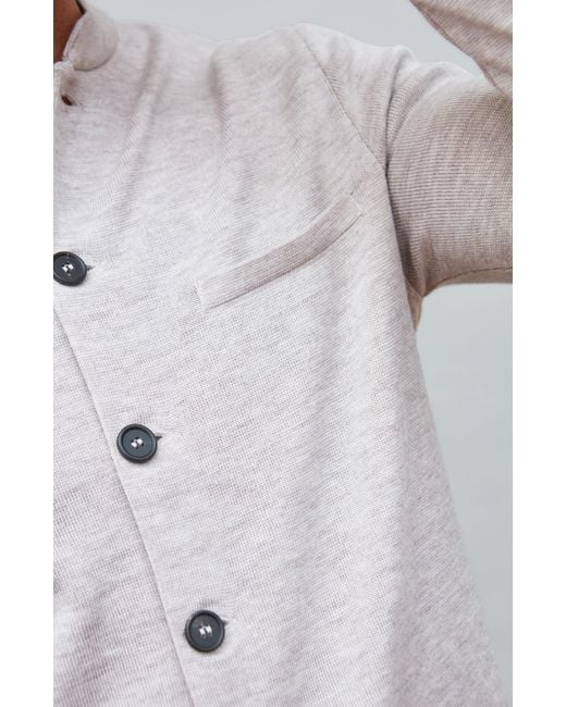 Paul James Knitwear Gray Neutrals Extra Fine Merino Wool Alonzo Knitted Nehru Jacket for men