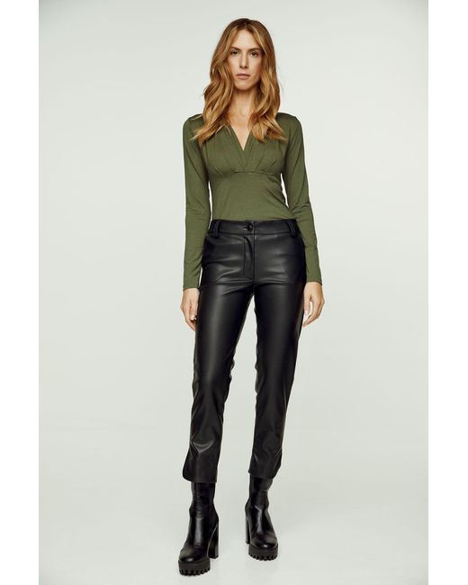 Conquista Black Faux Leather Pants