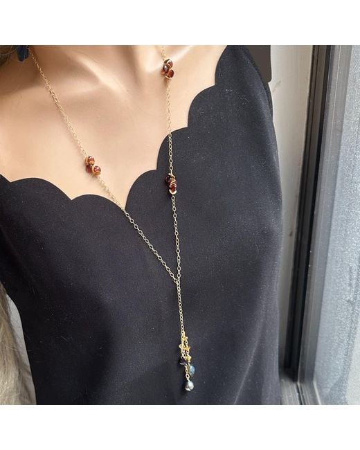 Lori Kaplan Design Metallic Tahitian Pearl Tassel Long Necklace