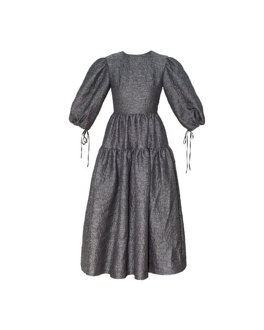 KAROLINA OZOLINSIUTE Gray Luna Dark Maxi Dress With Sleeves