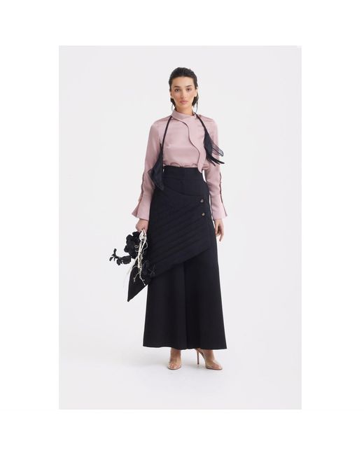 Julia Allert Brown Luxury Silk-Feel Satin Blouse Blush