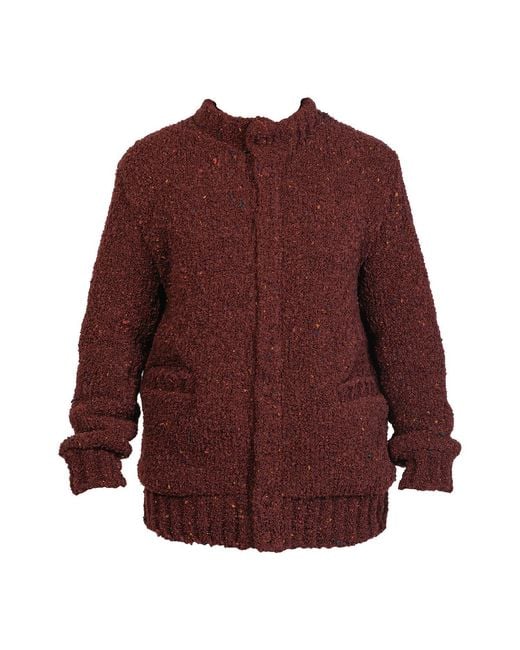 Maison Bogomil Purple Chunky Knit Bomber Cardigan for men