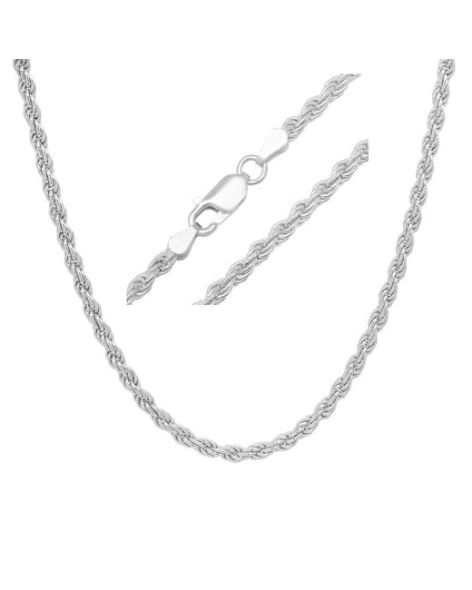 Kylie Harper Metallic 3Mm Thick/Heavy Italian Sterling Diamond-Cut Rope Chain for men