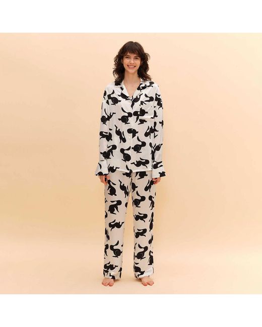Silkinc White Rabbit Silk Pajamas Setin