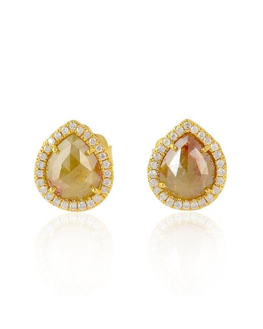 Artisan Metallic Ice Diamond And Diamond Pear Halo Stud Earrings