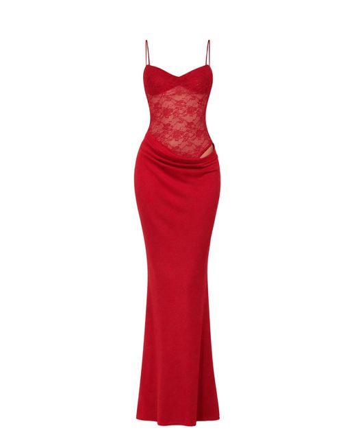 Date Boutique Red Mireya Lace Maxi Dress