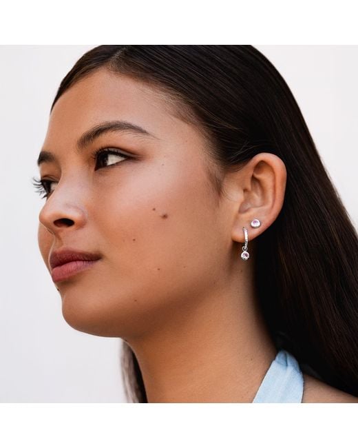 Dower & Hall White Quartz Hammered Huggie Hoops