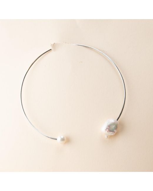 Silver Moon Metallic Sterling Necklace With Pearls