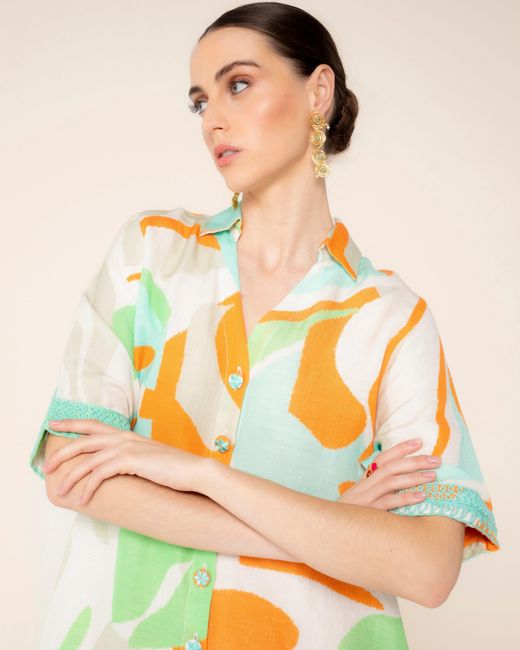Niza Orange Short Shirt Dress Bora