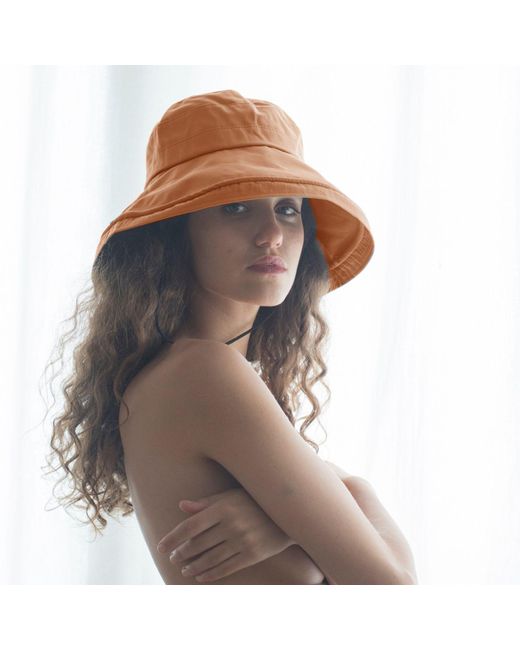 Justine Hats Brown Orange Wide Sun Hat For
